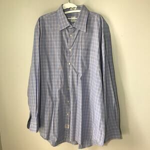 Peter Millar cotton blue yellow checkered long sleeve mens XL button down shirt